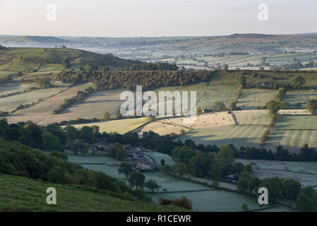 A chilly autumn morning in the Dove Valley around Crowdecote, Buxton, England. A beautiful area of the Peak District. Stock Photo