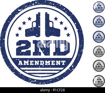 Second Amendment to the US Constitution on the authorization to bear arms. Stamp, seal. Vector illustration Stock Vector