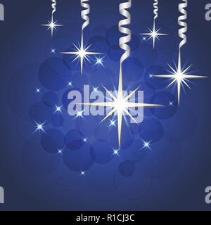 Brilliant Vector illustration of Stars and sparkles on blue background, fond for winter holidays, greetings, banner, poster, postcard. EPS 10 Stock Vector