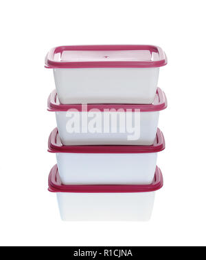 caserola plastic boxes set with lids, isolated on white background Stock Photo