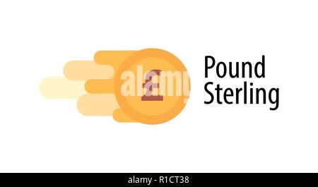 Vector Illustration of British Pound Coin with caption isolated on white Stock Vector