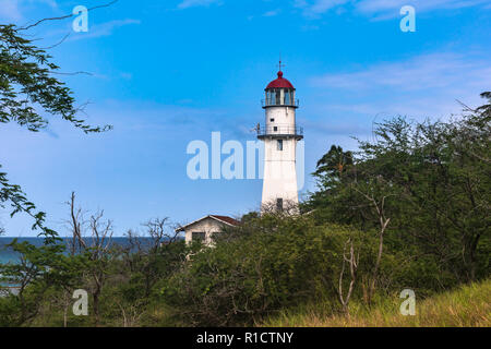 Diamond Head Lighthouse, Oahu, Hawaii Stock Photo