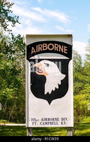 Insignia of the US 101st Airborne Division, the Screaming Eagles, based at Fort Campbell, Kentucky. Stock Photo