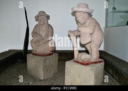 Farmers statue- Archaeological Museum of Ancash 'Augusto Soriano Infante '  in HUARAZ. Department of Ancash.PERU                  Stock Photo