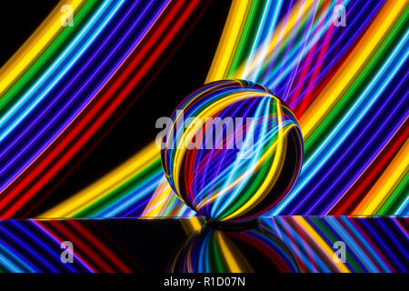 Light painting with a Lensball / crystal / glass ball Stock Photo
