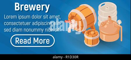 Brewery concept banner, isometric style Stock Vector