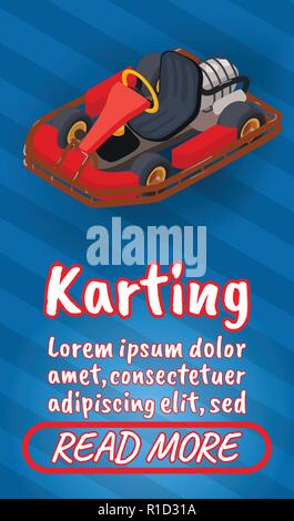 Karting concept banner, comics isometric style Stock Vector