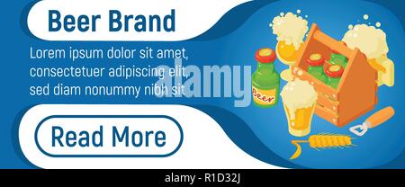 Beer brand concept banner, isometric style Stock Vector
