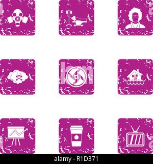 Jeopardy icons set, grunge style Stock Vector