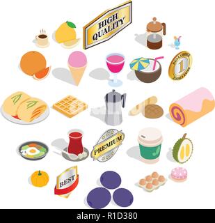 Cocktail icons set, isometric style Stock Vector