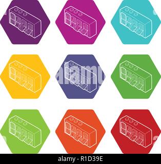 420 on analog flip clock icons set 9 vector Stock Vector