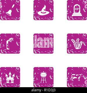 Perish icons set, grunge style Stock Vector