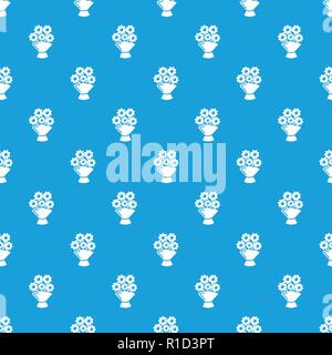 Wedding flower bucket pattern vector seamless blue Stock Vector