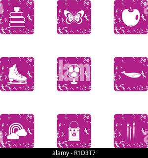Peaceful icons set, grunge style Stock Vector
