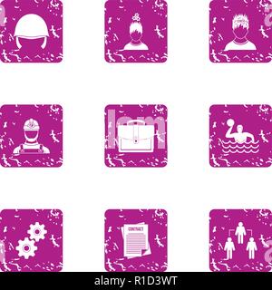 Proletarian icons set, grunge style Stock Vector
