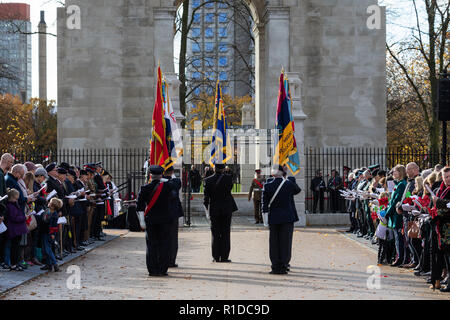 Leicester, UK. 11th Nov, 2018. 100 years on from World War One, Remembrance Day Ceremony at Victoria Park in Leicester. Credit Andy Morton/Alamy Live News. Stock Photo