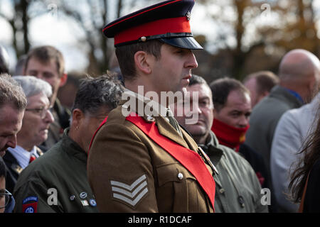 Leicester, UK. 11th Nov, 2018. 100 years on from World War One, Remembrance Day Ceremony at Victoria Park in Leicester. Credit Andy Morton/Alamy Live News. Stock Photo