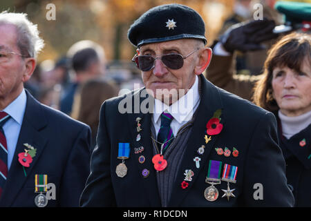 Leicester, UK. 11th Nov, 2018. 100 years on from World War One, Remembrance Day Ceremony at Victoria Park in Leicester. Credit Andy Morton/Alamy Live News. Stock Photo