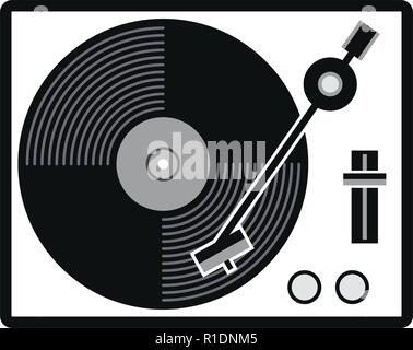 vector turntable vinyl record player icon. analog audio equipment symbol isolated on white background. retro black vinyl record illustration Stock Vector