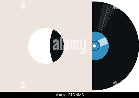 vector retro vinyl record in paper sleeve cover. music icon isolated on white background. blank cover mockup with copyspace for text or image Stock Vector