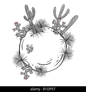 Cute card with cacti planet. Vector illustration. Stock Vector