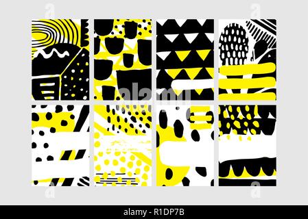 Set of creative universal floral elements. Hand Drawn textures Stock Vector