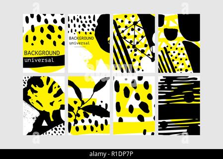 Set of creative universal floral elements. Hand Drawn textures Stock Vector