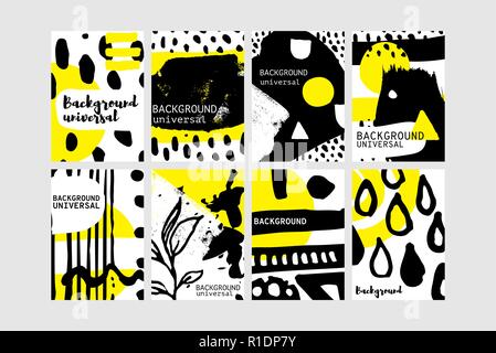 Set of creative universal floral elements. Hand Drawn textures Stock Vector