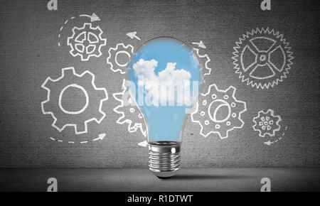 Eco innovations concept by means of lightbulb. Stock Photo