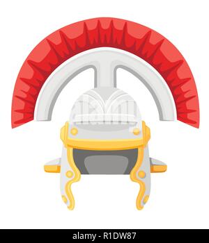 Roman Empire centurion helmet. Ancient armor of warrior Roman army legionaries. Officers equipment. Flat vector illustration on white background. Stock Vector