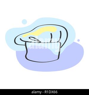 White chef hat isolated on white background line style vector icon Stock Vector