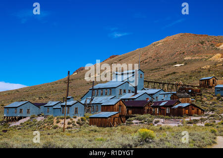 Bodie is a historic state park of a ghost town from a gold rush era in Sierra Nevada Stock Photo