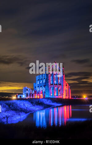 Illuminations at Whitby Abbey October 2018 Stock Photo