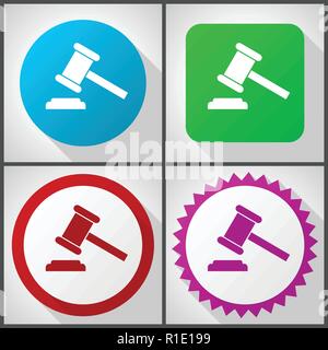 Vector icons with 4 options. Auction flat design icon set easy to edit in eps 10. Stock Vector