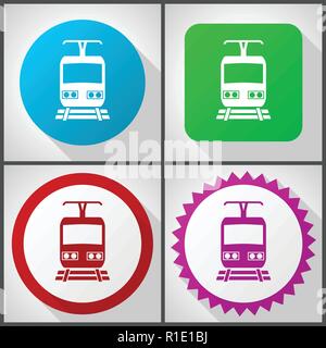 Vector icons with 4 options. Train flat design icon set easy to edit in eps 10. Stock Vector