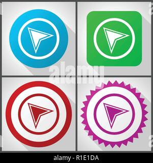 Vector icons with 4 options. Navigation flat design icon set easy to edit in eps 10. Stock Vector