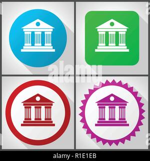 Vector icons with 4 options. Museum flat design icon set easy to edit in eps 10. Stock Vector