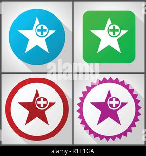 Vector icons with 4 options. Star flat design icon set easy to edit in eps 10. Stock Vector