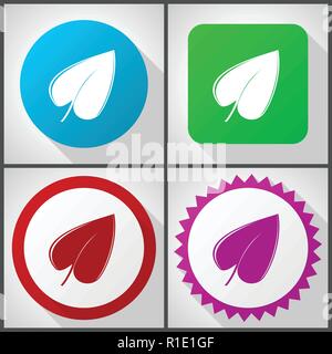 Vector icons with 4 options. Leaf flat design icon set easy to edit in eps 10. Stock Vector