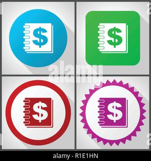 Vector icons with 4 options. Money flat design icon set easy to edit in eps 10. Stock Vector