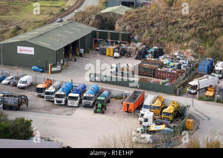 Veolia waste management depot near Porthmadog, North Wales, UK Stock Photo