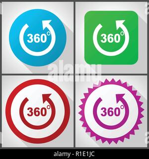 Vector icons with 4 options. Panorama flat design icon set easy to edit in eps 10. Stock Vector