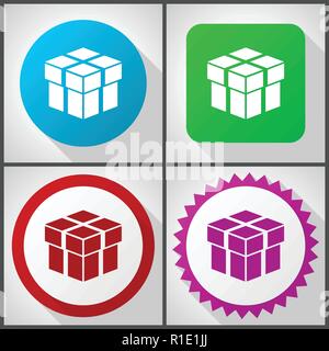Vector icons with 4 options. Box flat design icon set easy to edit in eps 10. Stock Vector