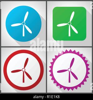 Vector icons with 4 options. Windmill flat design icon set easy to edit in eps 10. Stock Vector