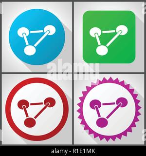 Vector icons with 4 options. Chemistry flat design icon set easy to edit in eps 10. Stock Vector