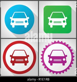 Vector icons with 4 options. Car flat design icon set easy to edit in eps 10. Stock Vector