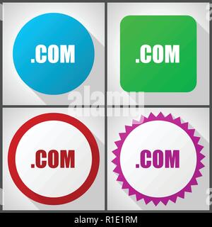 Vector icons with 4 options. Com flat design icon set easy to edit in eps 10. Stock Vector