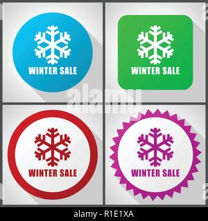 Vector icons with 4 options. Winter sale flat design icon set easy to edit in eps 10. Stock Vector