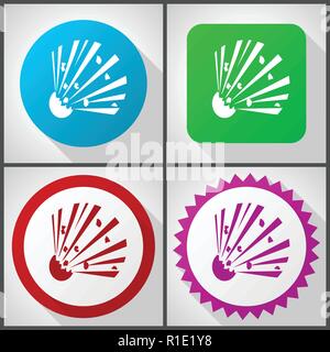 Vector icons with 4 options. Bomb flat design icon set easy to edit in eps 10. Stock Vector