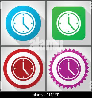 Vector icons with 4 options. Time flat design icon set easy to edit in eps 10. Stock Vector